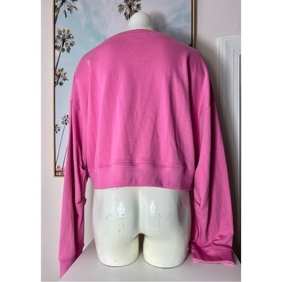 Missguided Rose Pink Romeo Cropped Pullover Relaxed Sweatshirt Size 12 Large - Picture 3 of 9